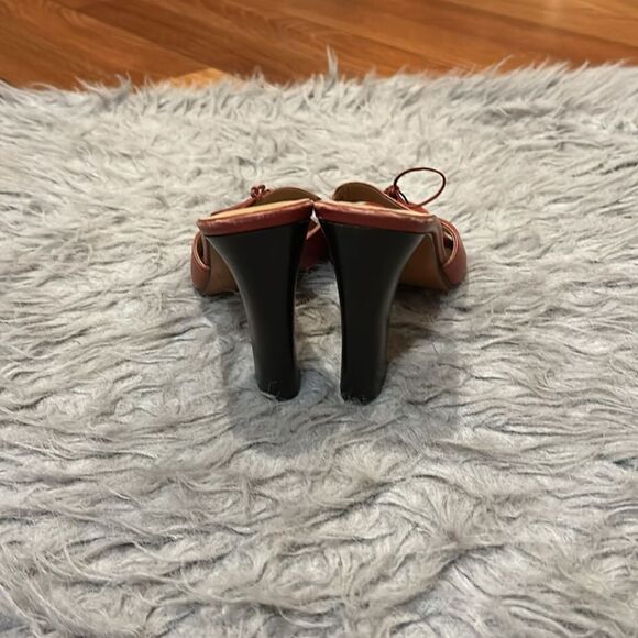 Gucci authentic blondie red and brown tie‎ slip on heel - Picture 4 of 12